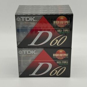 Vintage TDK D60 Cassette Tapes Sealed 10 Pack Brick High Output Type I Slimline